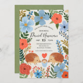 Invitation Invitación Baby shower Hedgehog Love (Devant / Derrière)