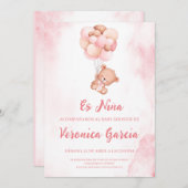 Invitation Invitacion baby shower para niña (Devant / Derrière)