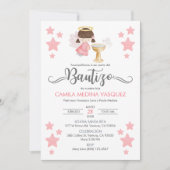 Invitation Invitacion Bautizo Angel Baptism Angel et étoiles (Devant)
