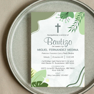 Invitation Invitacion Bautizo Élégant Baptême esthétique