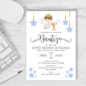Invitation Invitacion Bautizo en espagnol Baptême Angel Boy