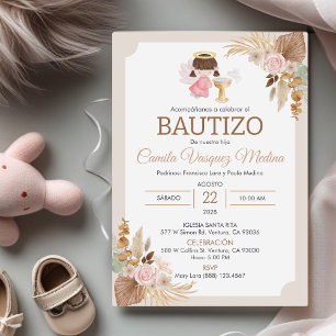 Invitation Invitacion Bautizo en espagnol Baptême fille bébé