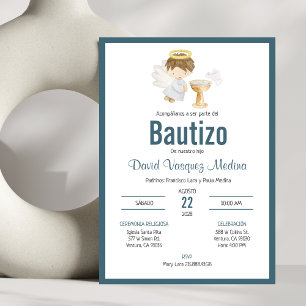 Invitation Invitacion Bautizo en espagnol Baptism Baby Boy