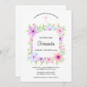 INVITATION INVITACION BAUTIZO FLORAL (Devant / Derrière)