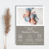Invitation Invitacion Bautizo for Twin Boys Personnaliser Bap