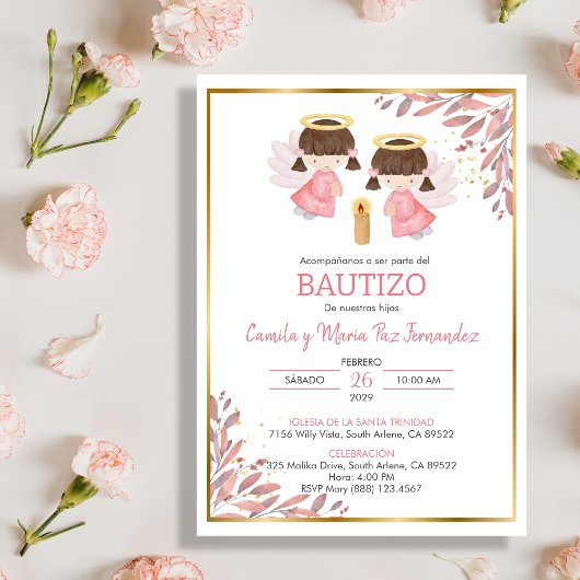 Invitation Invitacion Bautizo Invitacion Bautizo Feuilles Bap