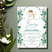 Invitation Invitacion Bautizo mignon feuilles garçon Angel Ba