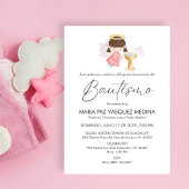 Invitation Invitacion Bautizo mignon fille Angel simple Baptê