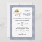 Invitation Invitacion Bautizo mignon GARÇON Angel Baptême cat (Devant)