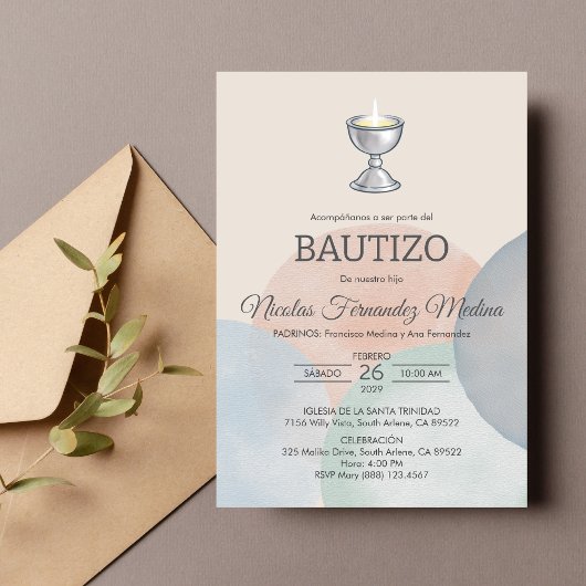 Invitation Invitacion Bautizo Minimaliste Élégant Baptême
