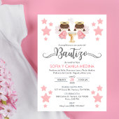 Invitation Invitacion Bautizo niñas Baptism Cute Twins Angles