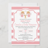 Invitation Invitacion Bautizo niñas Baptism mignon Twin Angle (Devant)