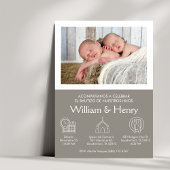 Invitation Invitacion Bautizo pour jumeaux garçons Baptême ca