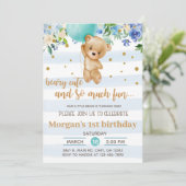 Invitation Invitación Beary cute bear balloon boy birthday in (Debout devant)