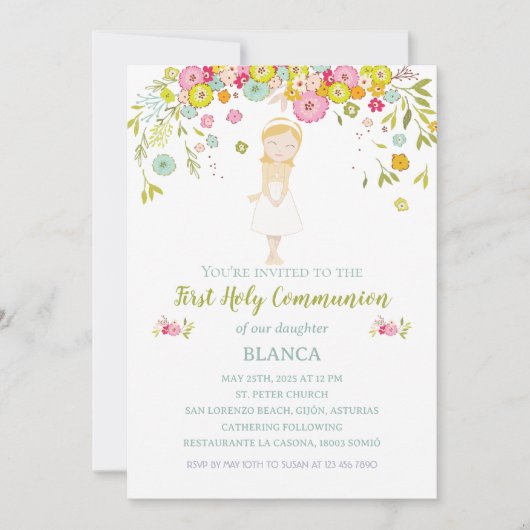 Invitation Invitación BLANCA Primera Comunión (Devant)