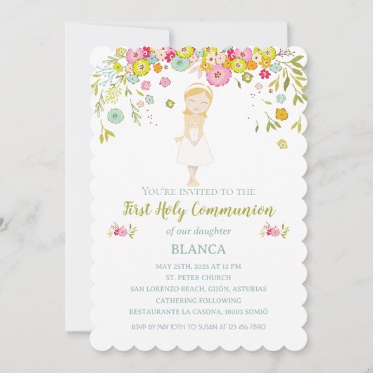 Invitation Invitación BLANCA Primera Comunión (Devant)