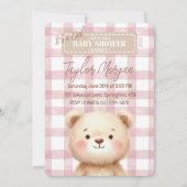Invitation Invitación Blue Gingham Teddy Bear (Devant)