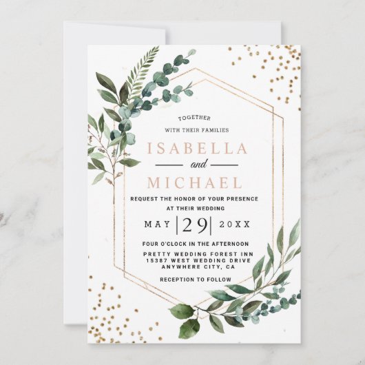 Invitation Invitación Boda Eucalipto Geométrico Rústico y (Devant)