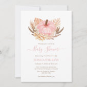 Invitation Invitación Boho Pampas Pumpkin pink baby shower (Devant)