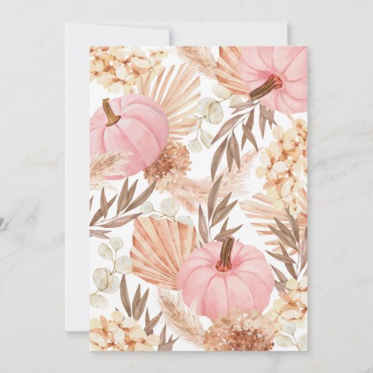 Invitation Invitación Boho Pampas Pumpkin pink baby shower (Dos)