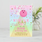 Invitation Invitación Bowling and unicorn girl birthday invit (Debout devant)