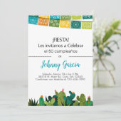 Invitation Invitación cactus fêtes de lapin pour mâle, hombre (Debout devant)