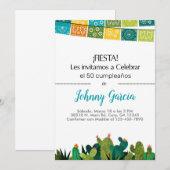 Invitation Invitación cactus fêtes de lapin pour mâle, hombre (Devant / Derrière)