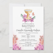 Invitation Invitacion Catholique Bautizo mignon Papillon Bapt (Devant)