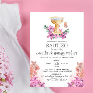 Invitation Invitacion Catholique Bautizo mignon Papillon Bapt