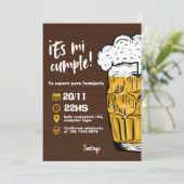 Invitation Invitación Cumpleaños de Hombre con Cerveza (Debout devant)