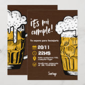 Invitation Invitación Cumpleaños de Hombre con Cerveza (Devant / Derrière)