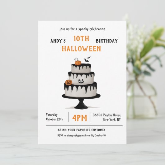 Invitation Invitación Cumpleaños Halloween Pastel Spooky (Debout devant)
