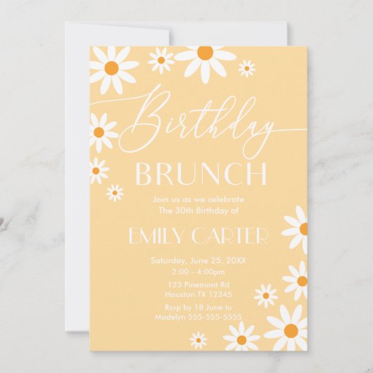 Invitation Invitación Daisies Birthday Brunch Party Invitatio (Devant)
