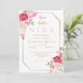 Invitation Invitacion de baby shower couleur rosa (Debout devant)
