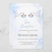 Invitation Invitacion de baby shower para gemelos (Devant / Derrière)