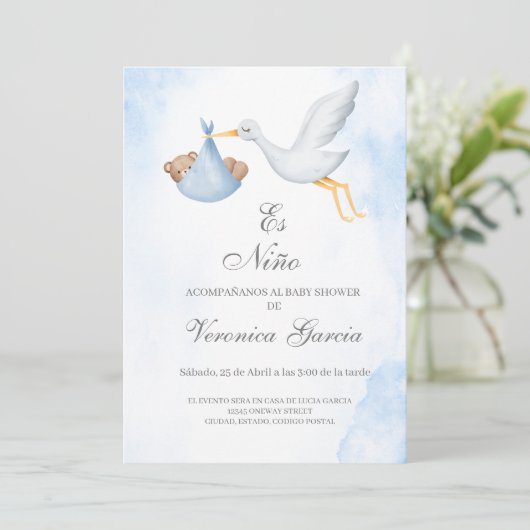 Invitation Invitacion de baby shower para niño (Debout devant)