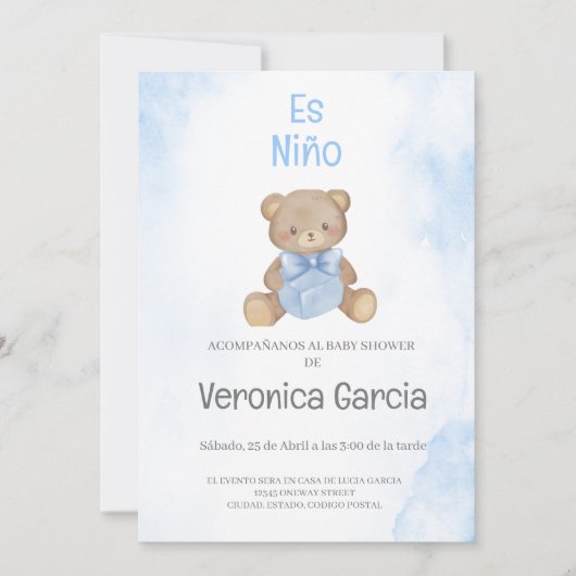 Invitation Invitacion de baby shower para niño tema osito (Devant)