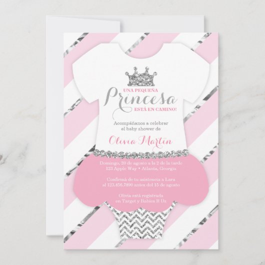 Invitation Invitación de Baby shower para una Princes (Devant)