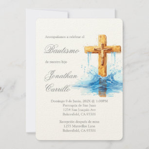 Invitation Invitación de bautismo con crucifijo