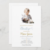 Invitation Invitación de bautismo con paloma blanca (Devant / Derrière)