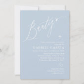 Invitation Invitación de bautismo de niño azul polvoriento (Devant)