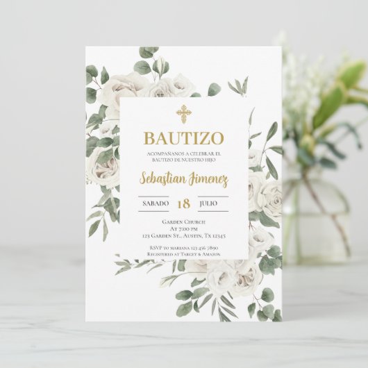 Invitation Invitación de bautismo en español (Debout devant)