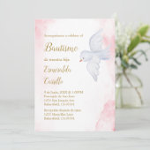 Invitation Invitación de bautismo para niña con paloma blanca (Debout devant)