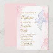 Invitation Invitación de bautismo para niña con paloma blanca (Devant / Derrière)