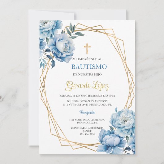 Invitation Invitación de bautismo para niño (Devant)