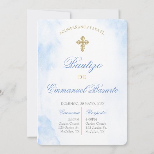 Invitation Invitación de bautismo para niño (Devant)