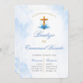 Invitation Invitación de bautismo para niño (Devant / Derrière)