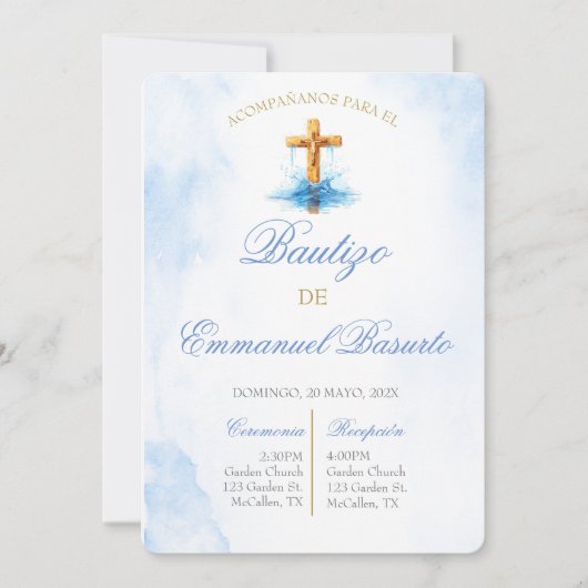 Invitation Invitación de bautismo para niño (Devant)