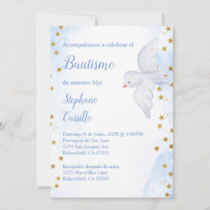 Invitation Invitación de bautismo para niño con paloma blanca