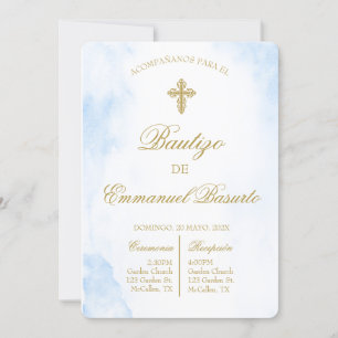 Invitation Invitación de bautismo para niño letra couleur oro